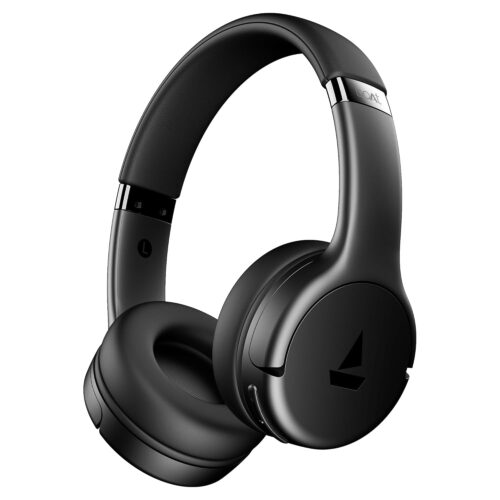 boAt Rockerz 411 Wireless Over Ear Headphones with 40H Battery, 40ms Low Latency, ENx Mic – Active Black